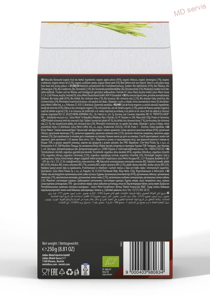 Julius Meinl Leaf Tea Bio Fresh Lemon Breeze ovocná směs 250 g
